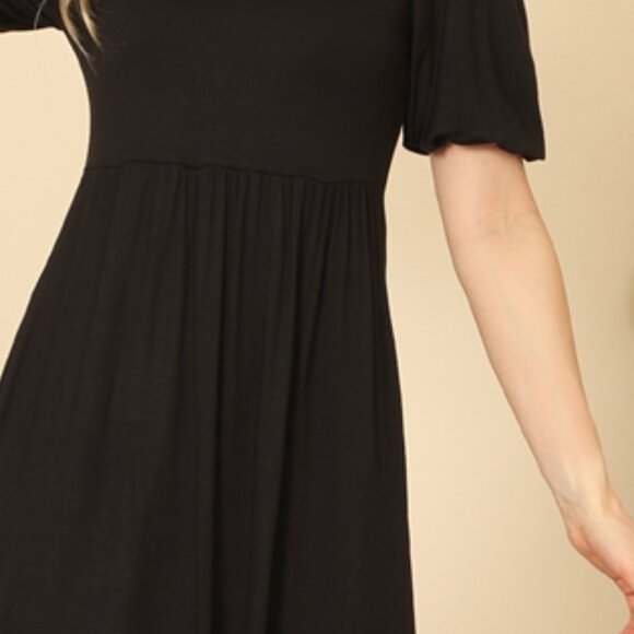 BLACK DRESS RUFFLE BOTTOM AND SLEEVE - Picture 3 of 3